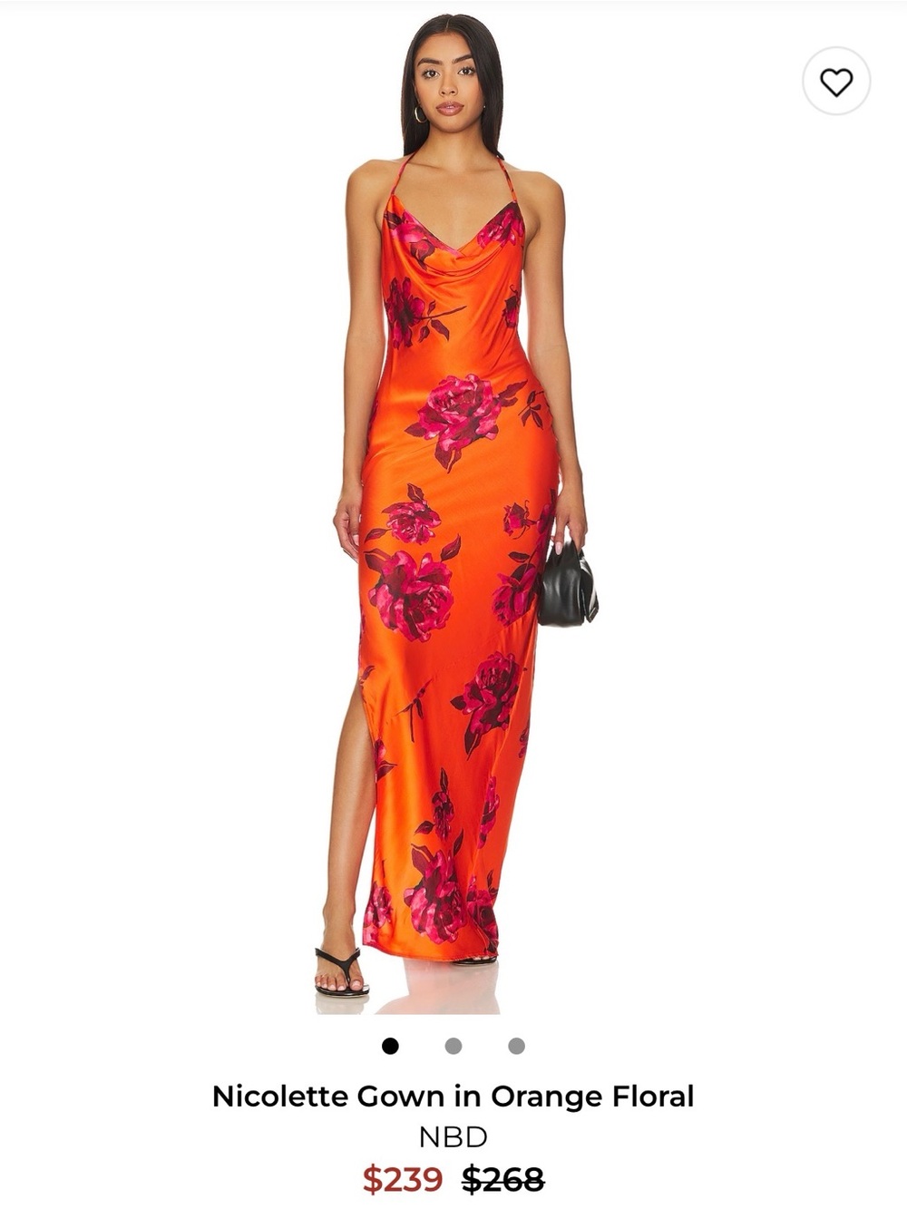 NWOT NBD Nicolette Gown in Orange Floral Print